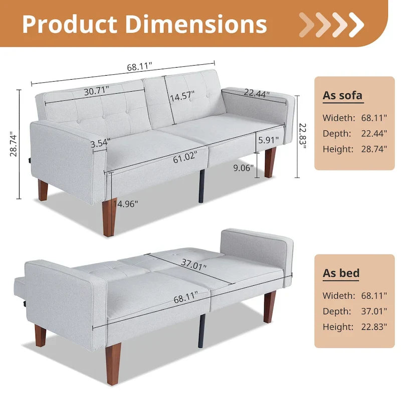 Canapé-lit futon en mousse à mémoire de forme, lit de repos pliable convertible causeuse