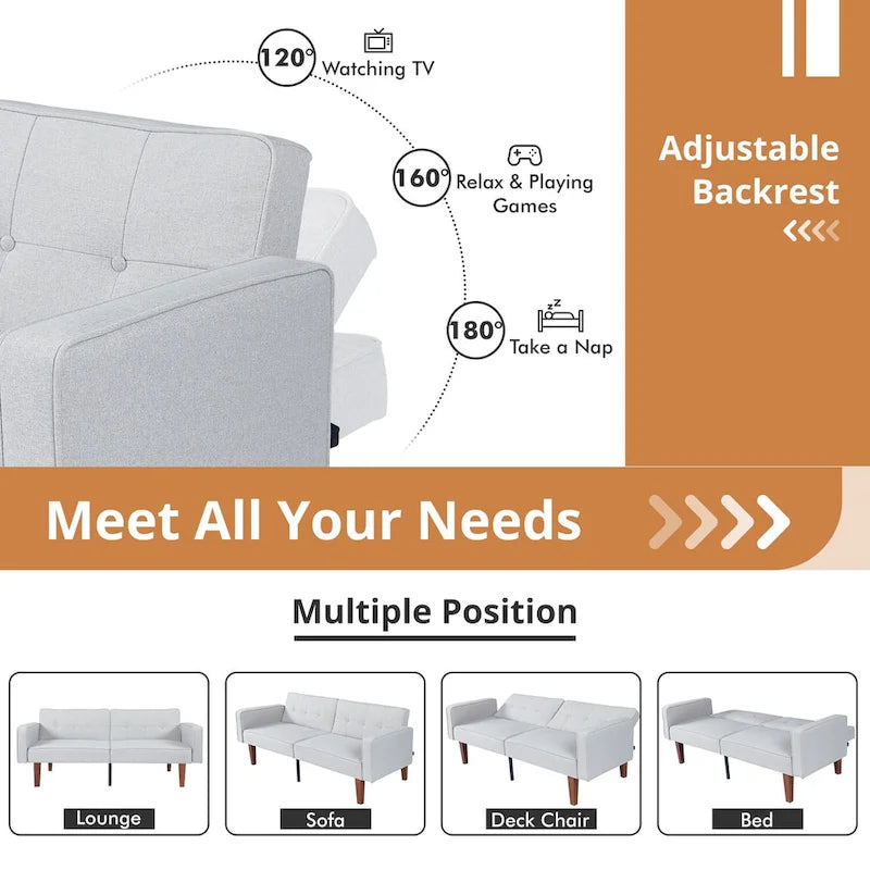 Canapé-lit futon en mousse à mémoire de forme, lit de repos pliable convertible causeuse