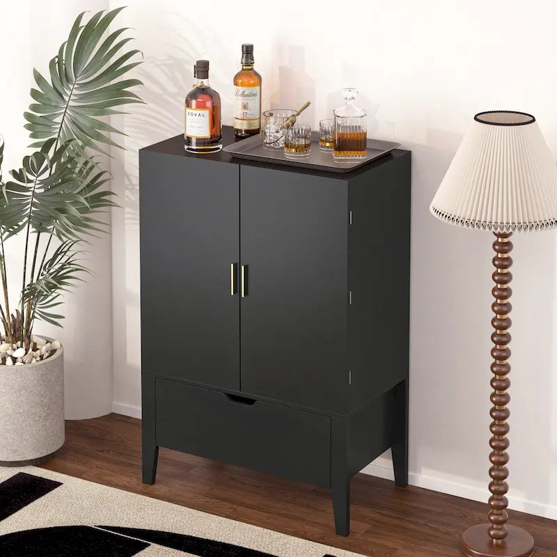 Meuble de buffet avec porte-bouteilles et porte-verres pour couloirs et salons