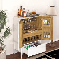 Meuble de buffet avec porte-bouteilles et porte-verres pour couloirs et salons