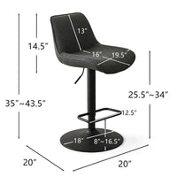 Tabouret de bar pivotant réglable en hauteur à base de 18 po plus large, lot de 2