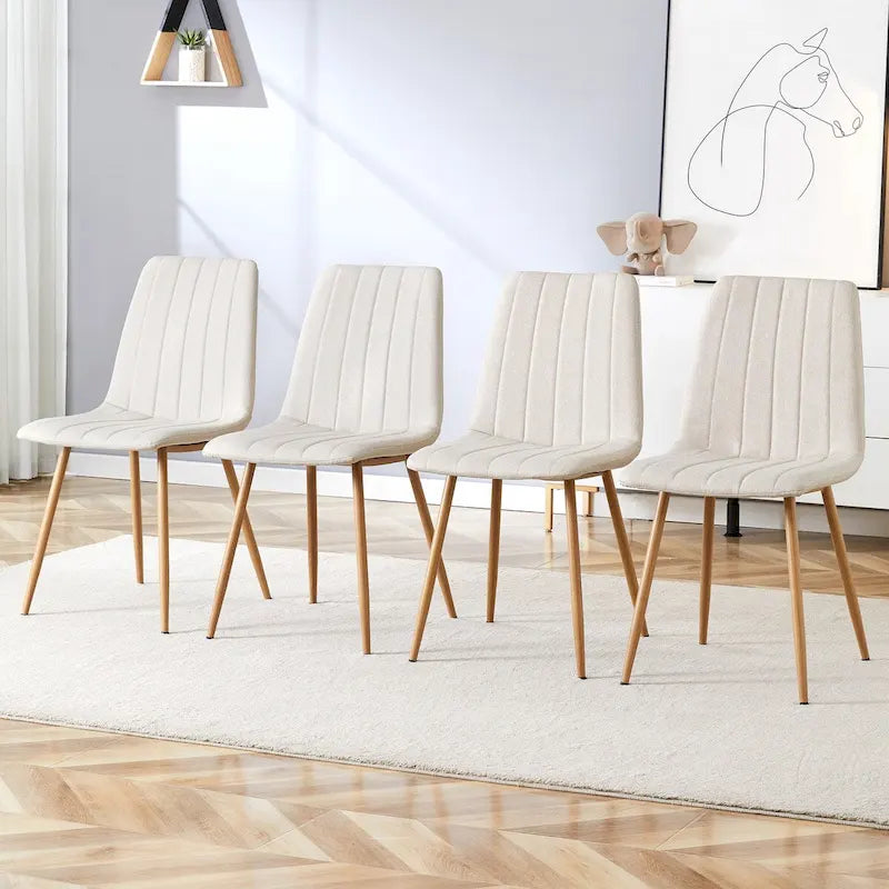 Chaise d'appoint rembourrée en lin à pieds métalliques (lot de 4)