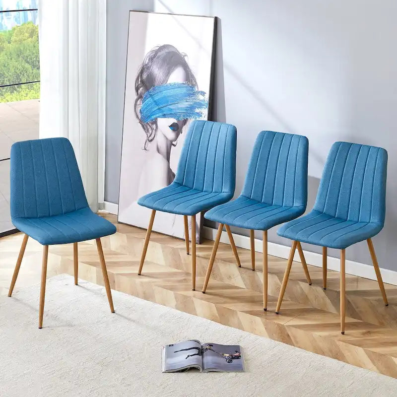 Chaise d'appoint rembourrée en lin à pieds métalliques (lot de 4)