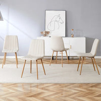Chaise d'appoint rembourrée en lin à pieds métalliques (lot de 4)