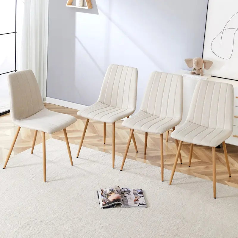 Chaise d'appoint rembourrée en lin à pieds métalliques (lot de 4)