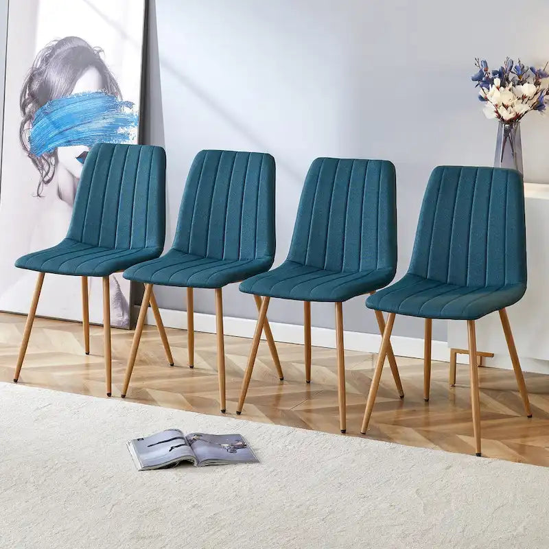 Chaise d'appoint rembourrée en lin à pieds métalliques (lot de 4)