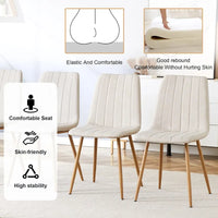 Chaise d'appoint rembourrée en lin à pieds métalliques (lot de 4)