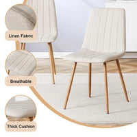 Chaise d'appoint rembourrée en lin à pieds métalliques (lot de 4)