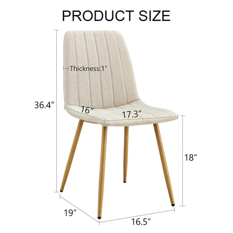 Chaise d'appoint rembourrée en lin à pieds métalliques (lot de 4)