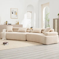 Canapé d'angle rembourré 4 places en tissu bouclé moderne avec 4 oreillers