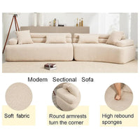 Canapé d'angle rembourré 4 places en tissu bouclé moderne avec 4 oreillers