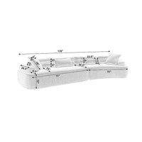 Canapé d'angle rembourré 4 places en tissu bouclé moderne avec 4 oreillers