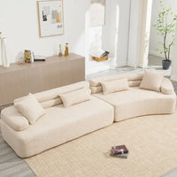 Canapé d'angle rembourré 4 places en tissu bouclé moderne avec 4 oreillers