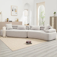 Canapé d'angle rembourré 4 places en tissu bouclé moderne avec 4 oreillers