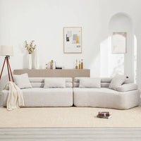 Canapé d'angle rembourré 4 places en tissu bouclé moderne avec 4 oreillers