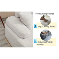 Canapé d'angle rembourré 4 places en tissu bouclé moderne avec 4 oreillers