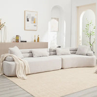Canapé d'angle rembourré 4 places en tissu bouclé moderne avec 4 oreillers