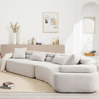 Canapé d'angle rembourré 4 places en tissu bouclé moderne avec 4 oreillers