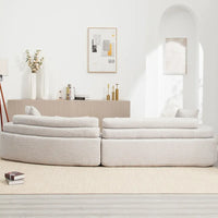 Canapé d'angle rembourré 4 places en tissu bouclé moderne avec 4 oreillers