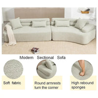 Canapé d'angle rembourré 4 places en tissu bouclé moderne avec 4 oreillers