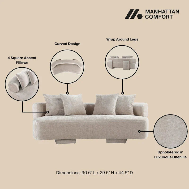 Ensemble Canapé Moderne 2 Pièces Manhattan Comfort Verandah en Chenille Multi