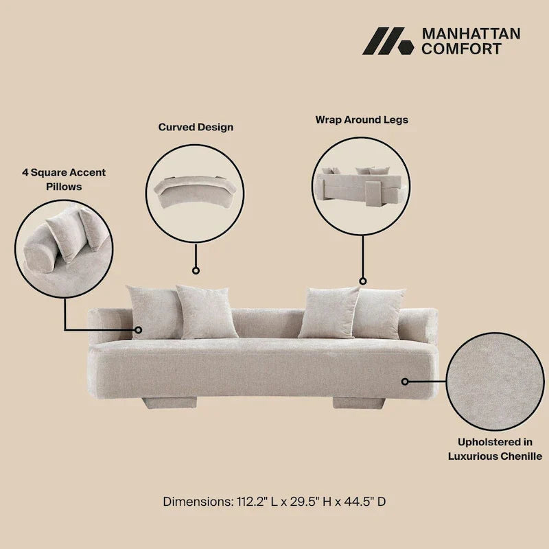 Ensemble Canapé Moderne 2 Pièces Manhattan Comfort Verandah en Chenille Multi