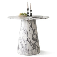 Table de salle à manger sur pied ronde 35 en faux marbre