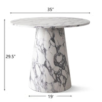 Table de salle à manger sur pied ronde 35 en faux marbre