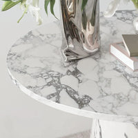 Table de salle à manger sur pied ronde 35 en faux marbre