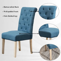 Ensemble de salle à manger rond 5 pièces Roundhill Furniture Banff, table ronde à traverse croisée avec 4 chaises capitonnées