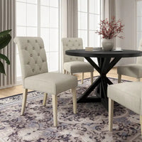 Ensemble de salle à manger rond 5 pièces Roundhill Furniture Banff, table ronde à traverse croisée avec 4 chaises capitonnées
