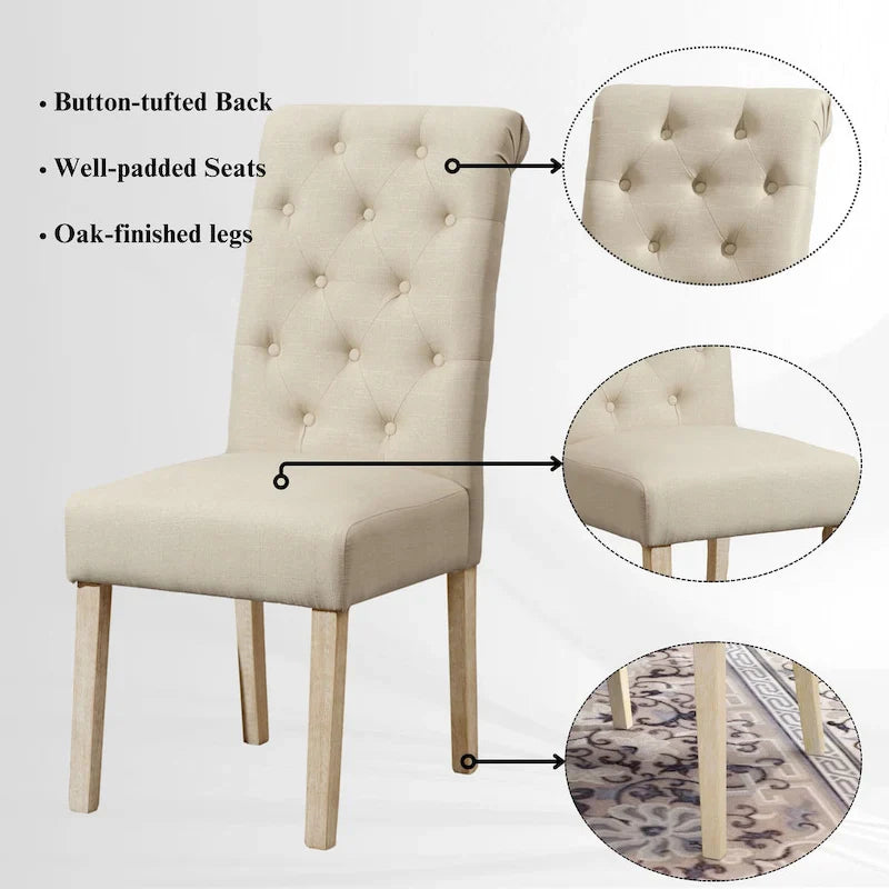 Ensemble de salle à manger rond 5 pièces Roundhill Furniture Banff, table ronde à traverse croisée avec 4 chaises capitonnées
