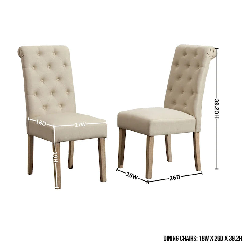 Ensemble de salle à manger rond 5 pièces Roundhill Furniture Banff, table ronde à traverse croisée avec 4 chaises capitonnées