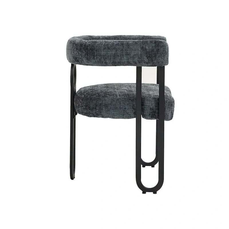 Chaises de salle à manger d'appoint au design contemporain rembourrées en chenille/cuir lot de 2