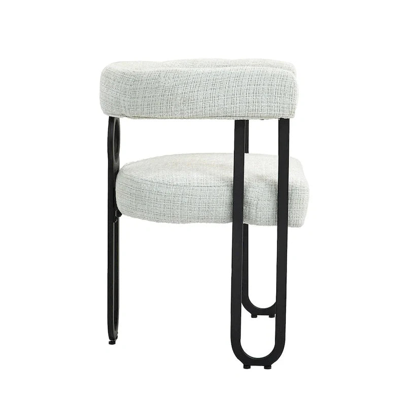 Chaises de salle à manger d'appoint au design contemporain rembourrées en chenille/cuir lot de 2