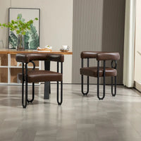 Chaises de salle à manger d'appoint au design contemporain rembourrées en chenille/cuir lot de 2