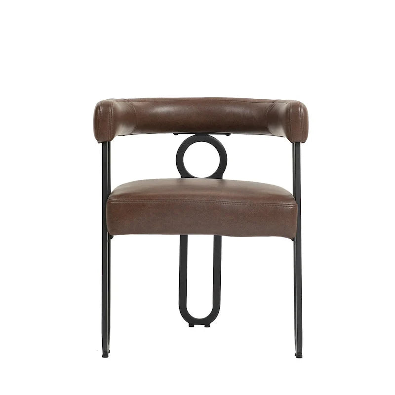 Chaises de salle à manger d'appoint au design contemporain rembourrées en chenille/cuir lot de 2