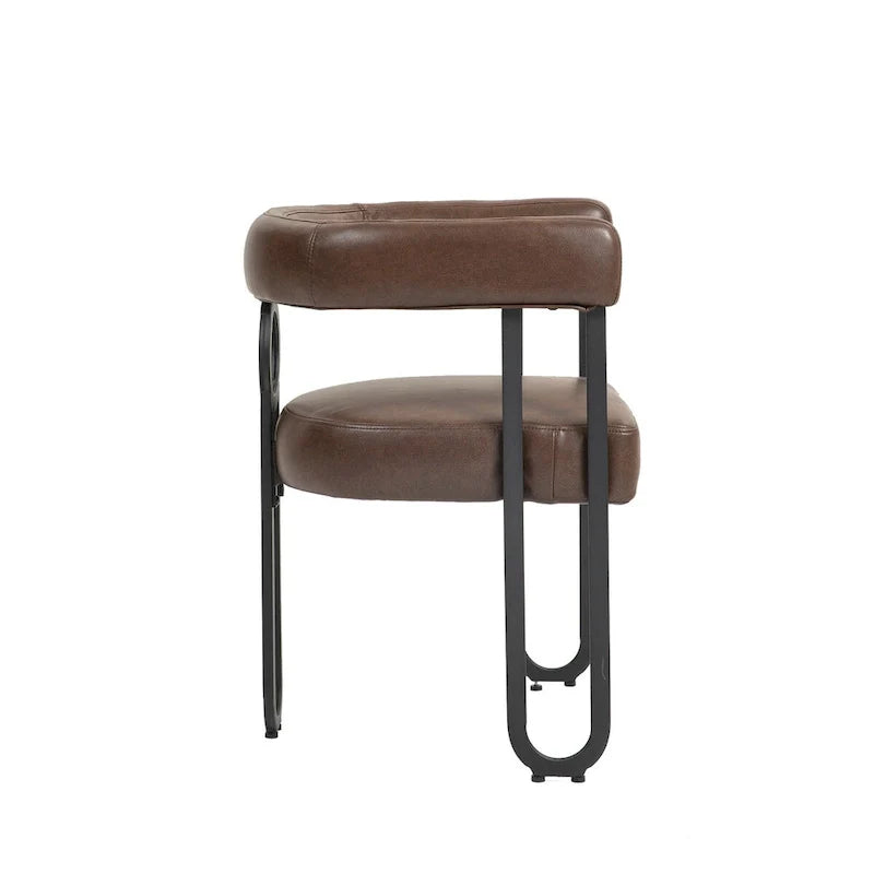 Chaises de salle à manger d'appoint au design contemporain rembourrées en chenille/cuir lot de 2