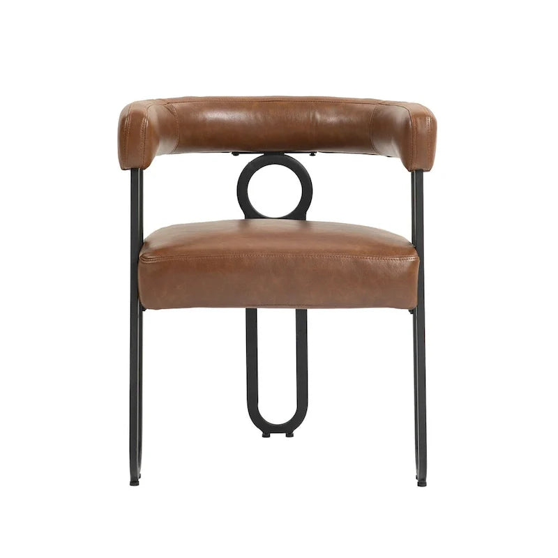 Chaises de salle à manger d'appoint au design contemporain rembourrées en chenille/cuir lot de 2