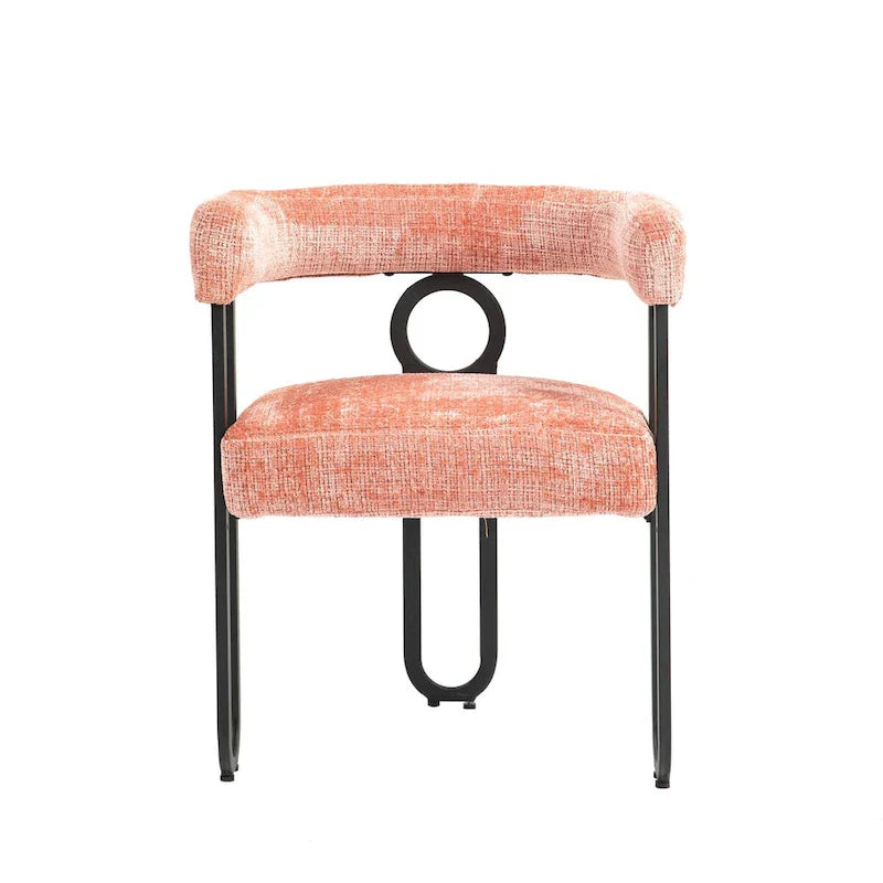 Chaises de salle à manger d'appoint au design contemporain rembourrées en chenille/cuir lot de 2