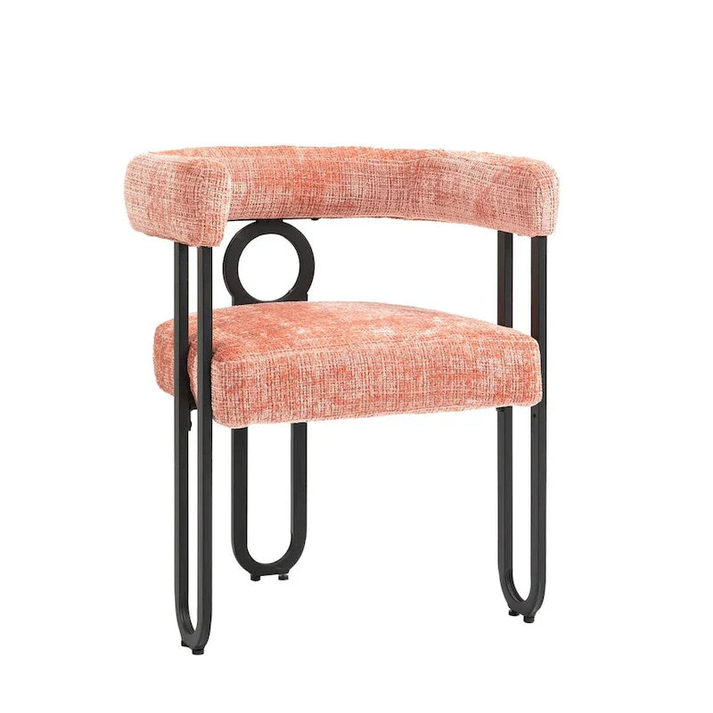 Chaises de salle à manger d'appoint au design contemporain rembourrées en chenille/cuir lot de 2