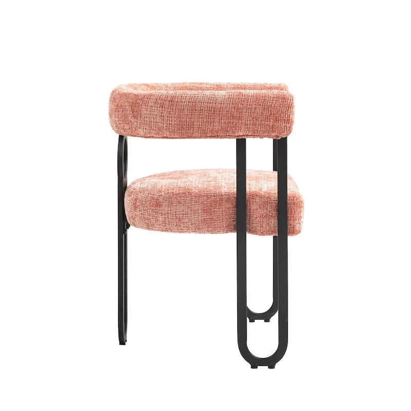 Chaises de salle à manger d'appoint au design contemporain rembourrées en chenille/cuir lot de 2