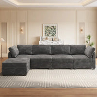 Canapé d'intérieur OVIOS avec pouf et rembourrage en peluche profonde