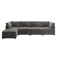 Canapé d'intérieur OVIOS avec pouf et rembourrage en peluche profonde