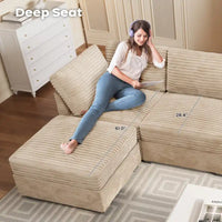 Canapé d'intérieur OVIOS avec pouf et rembourrage en peluche profonde