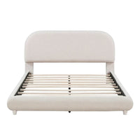 Lit plateforme capitonné pleine taille en tissu Teddy Fleece avec tissu épais