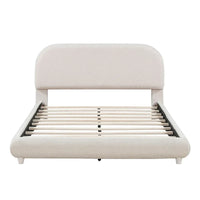 Lit plateforme capitonné pleine taille en tissu Teddy Fleece avec tissu épais
