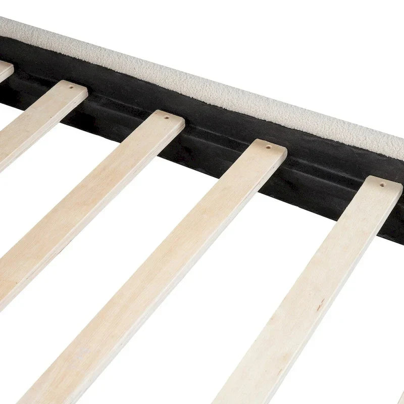 Lit plateforme capitonné pleine taille en tissu Teddy Fleece avec tissu épais