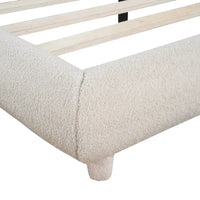 Lit plateforme capitonné pleine taille en tissu Teddy Fleece avec tissu épais