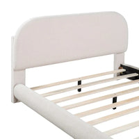 Lit plateforme capitonné pleine taille en tissu Teddy Fleece avec tissu épais